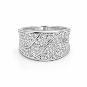 18KT White Gold Infinity Wave Diamond Men's Ring