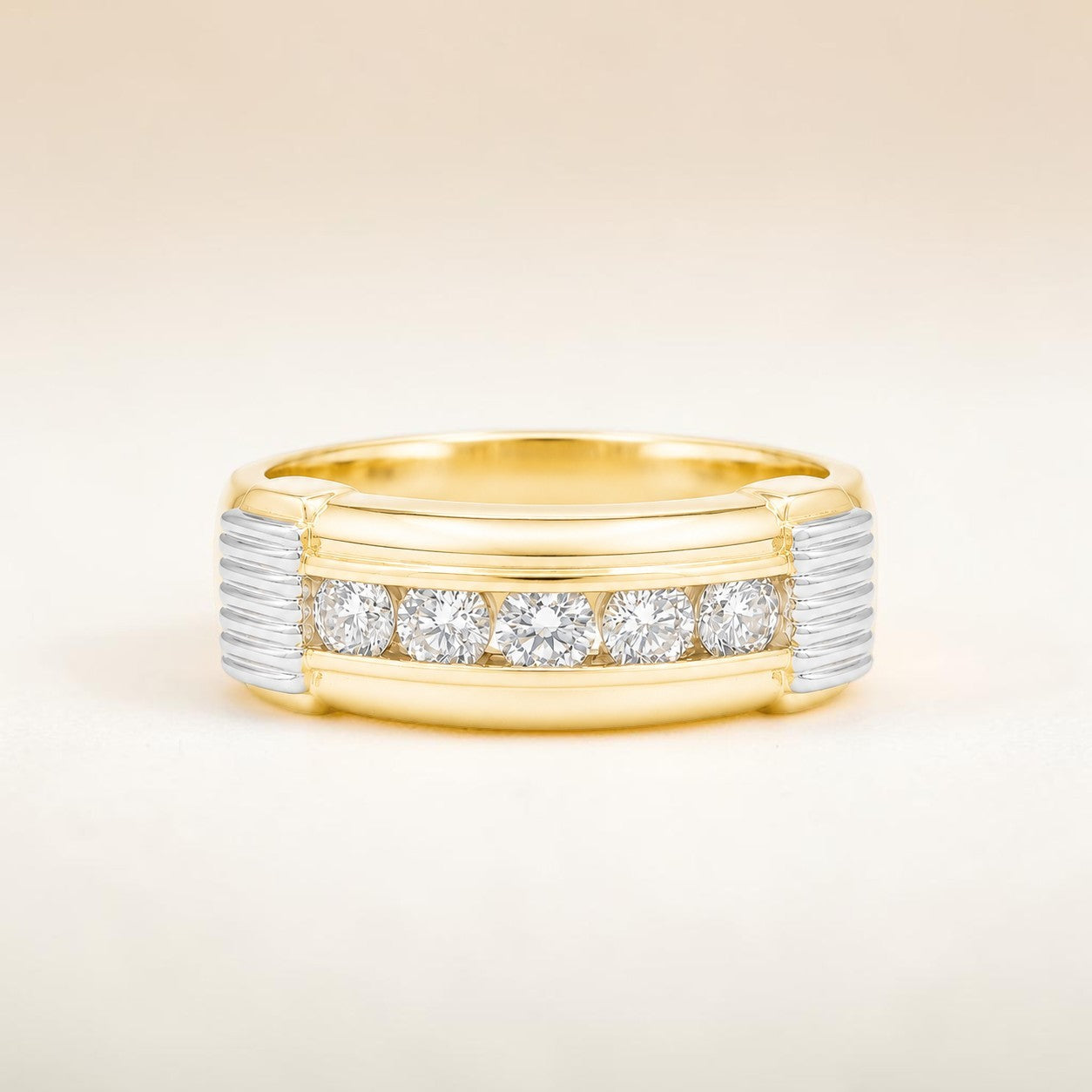 18KT Two-Tone Channel Set Diamond Men's Ring