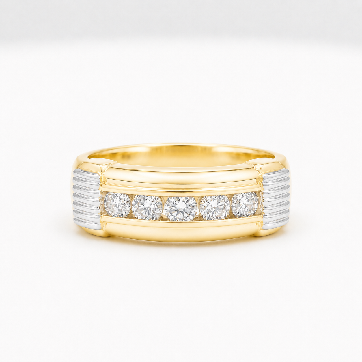 18KT Two-Tone Channel Set Diamond Men's Ring