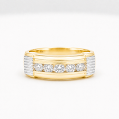 18KT Two-Tone Channel Set Diamond Men's Ring