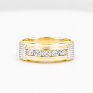 18KT Two-Tone Channel Set Diamond Men's Ring