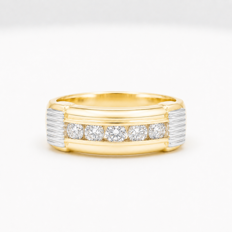 18KT Two-Tone Channel Set Diamond Men's Ring