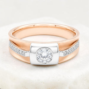 18KT Rose Gold Solitaire Accent Men's Ring