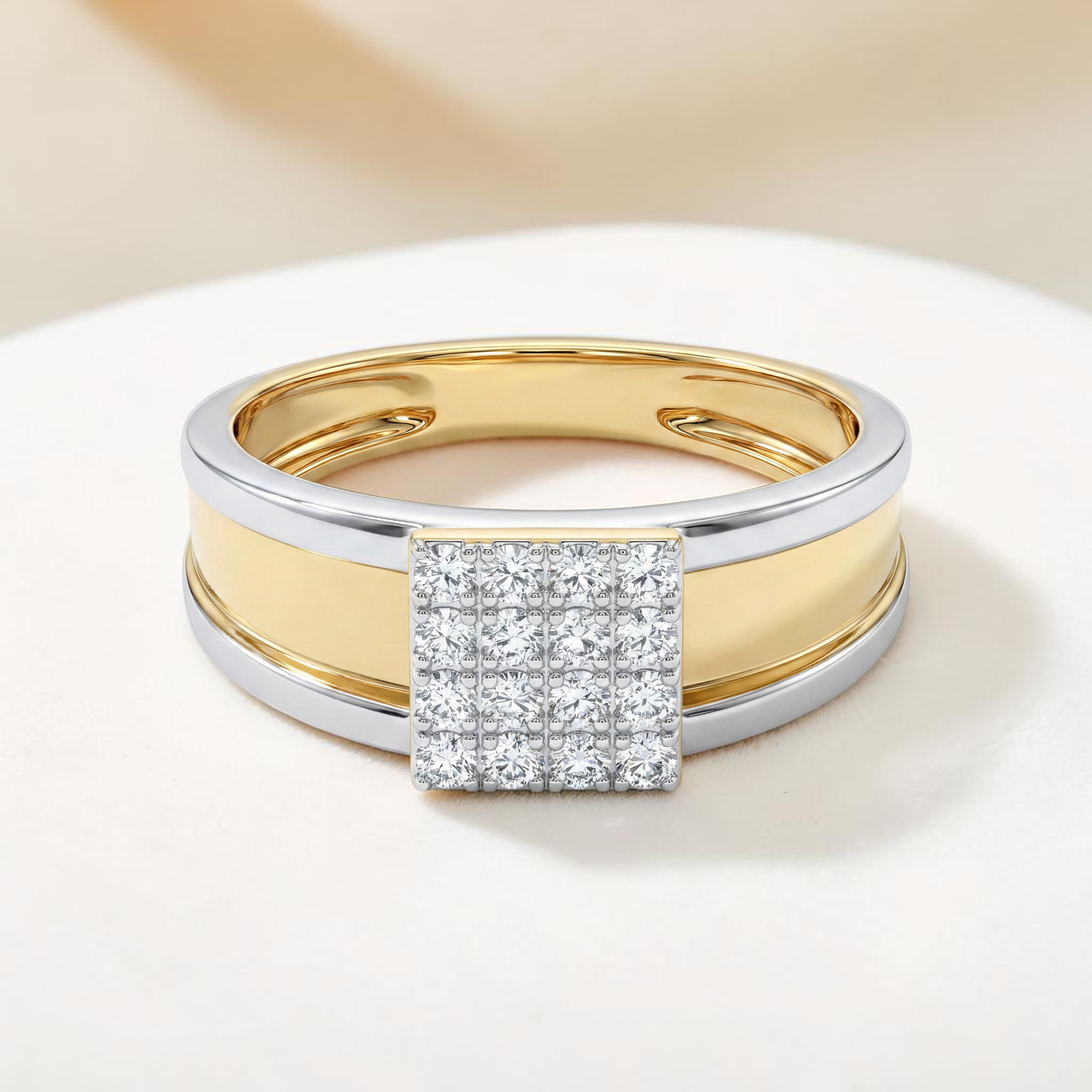 18KT Two-Tone Prestige Diamond Men's Ring