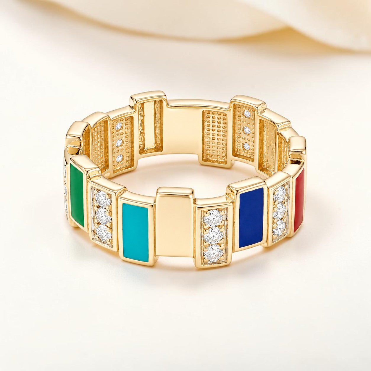 18KT Navratna Fusion Diamond Men's Ring