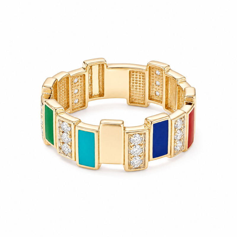 18KT Navratna Fusion Diamond Men's Ring