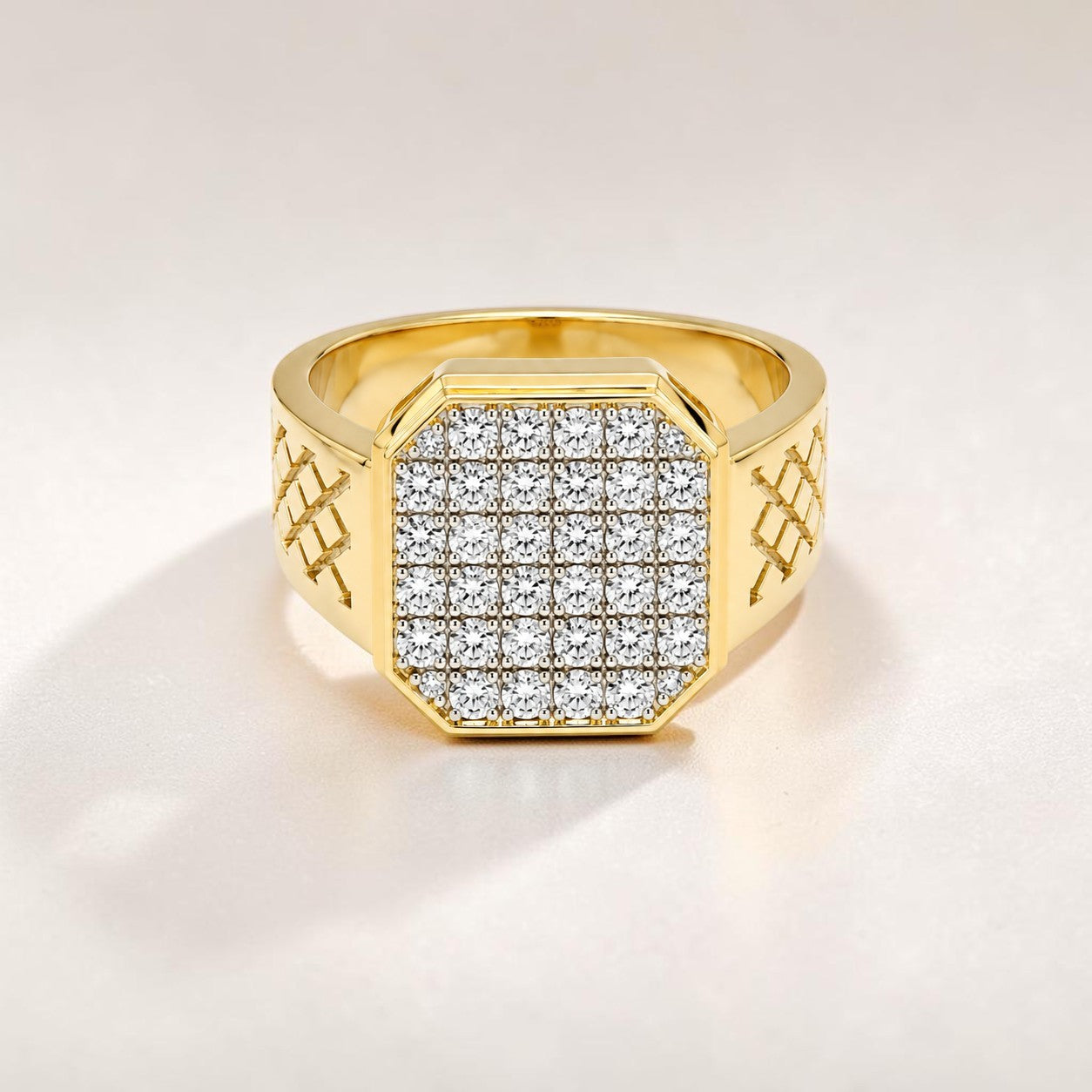 18KT Yellow Gold Imperial Shield Diamond Men's Ring