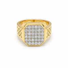 18KT Yellow Gold Imperial Shield Diamond Men's Ring