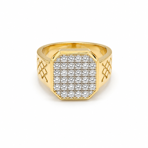 18KT Yellow Gold Imperial Shield Diamond Men's Ring