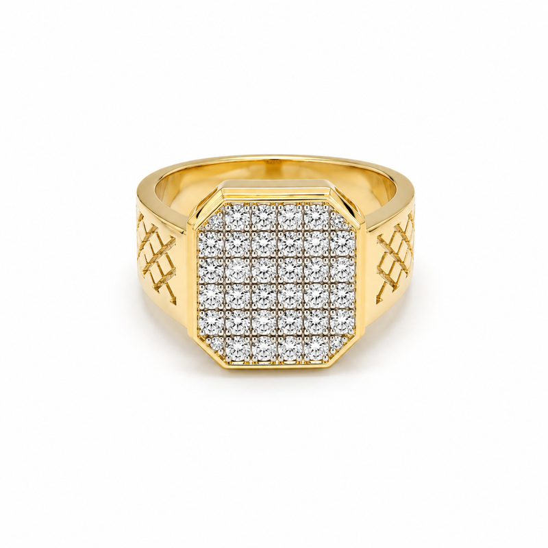 18KT Yellow Gold Imperial Shield Diamond Men's Ring