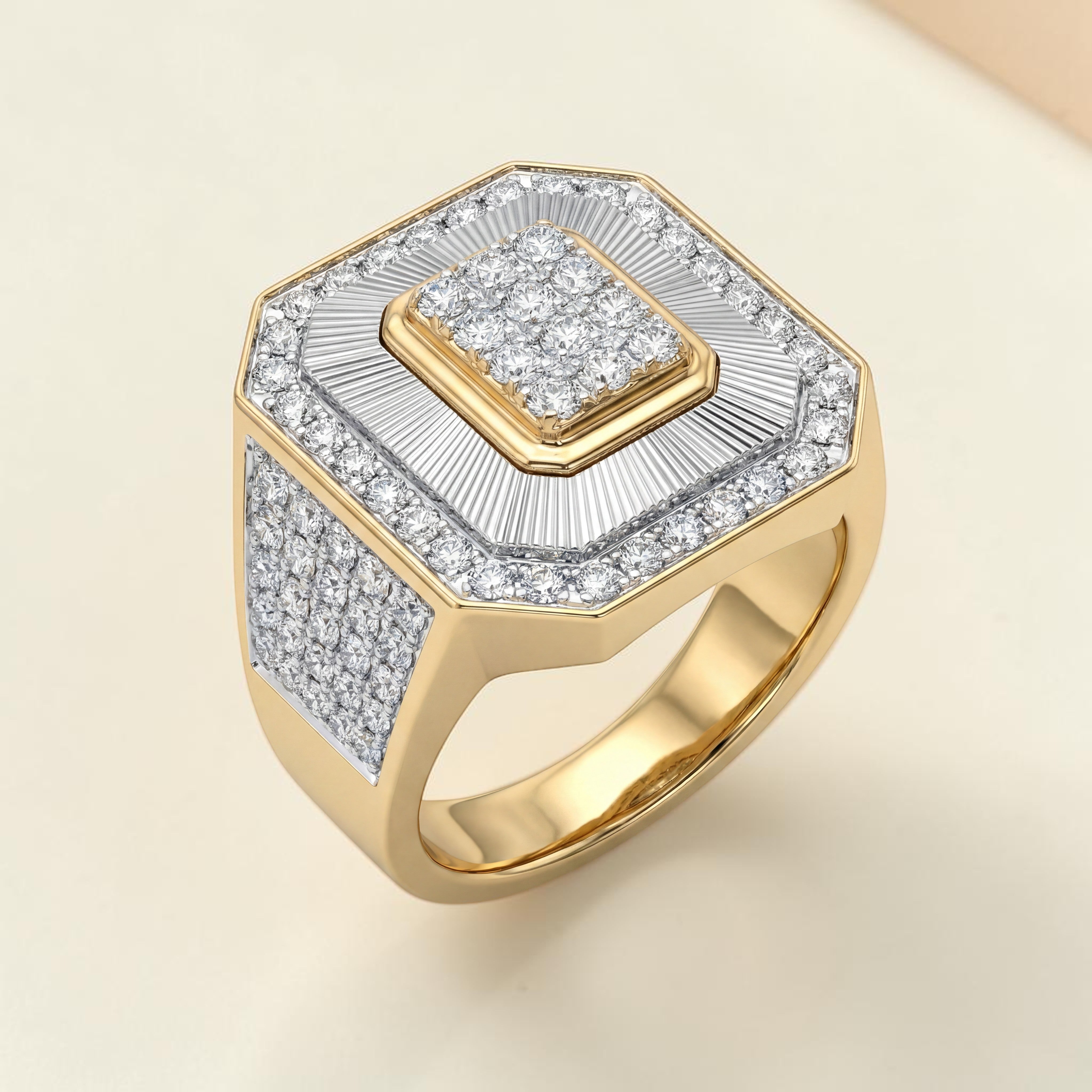 18KT Rose Gold Regal Octagon Diamond Ring