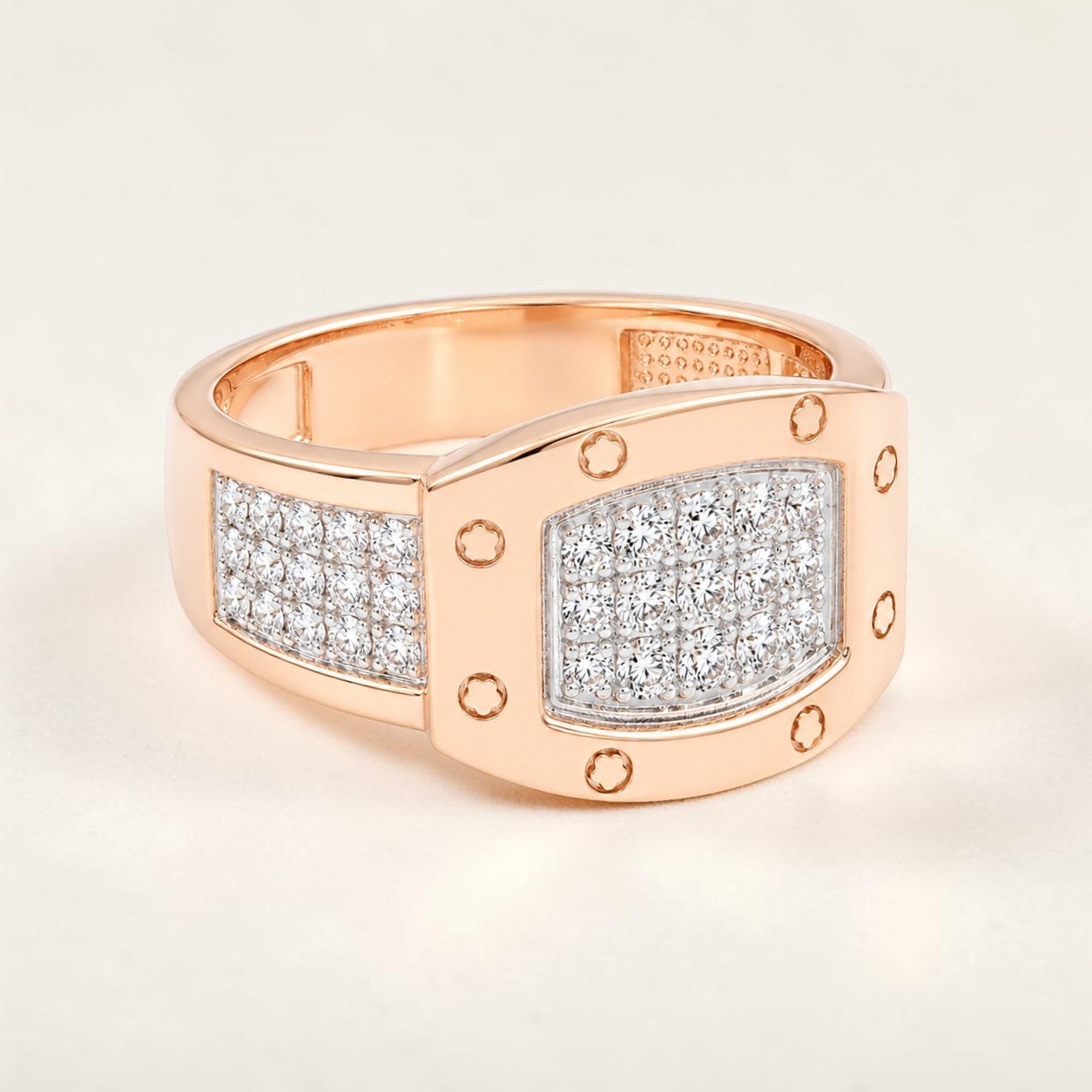 18KT Rose Gold Horizon Shield Diamond Men's Ring
