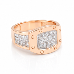 18KT Rose Gold Horizon Shield Diamond Men's Ring