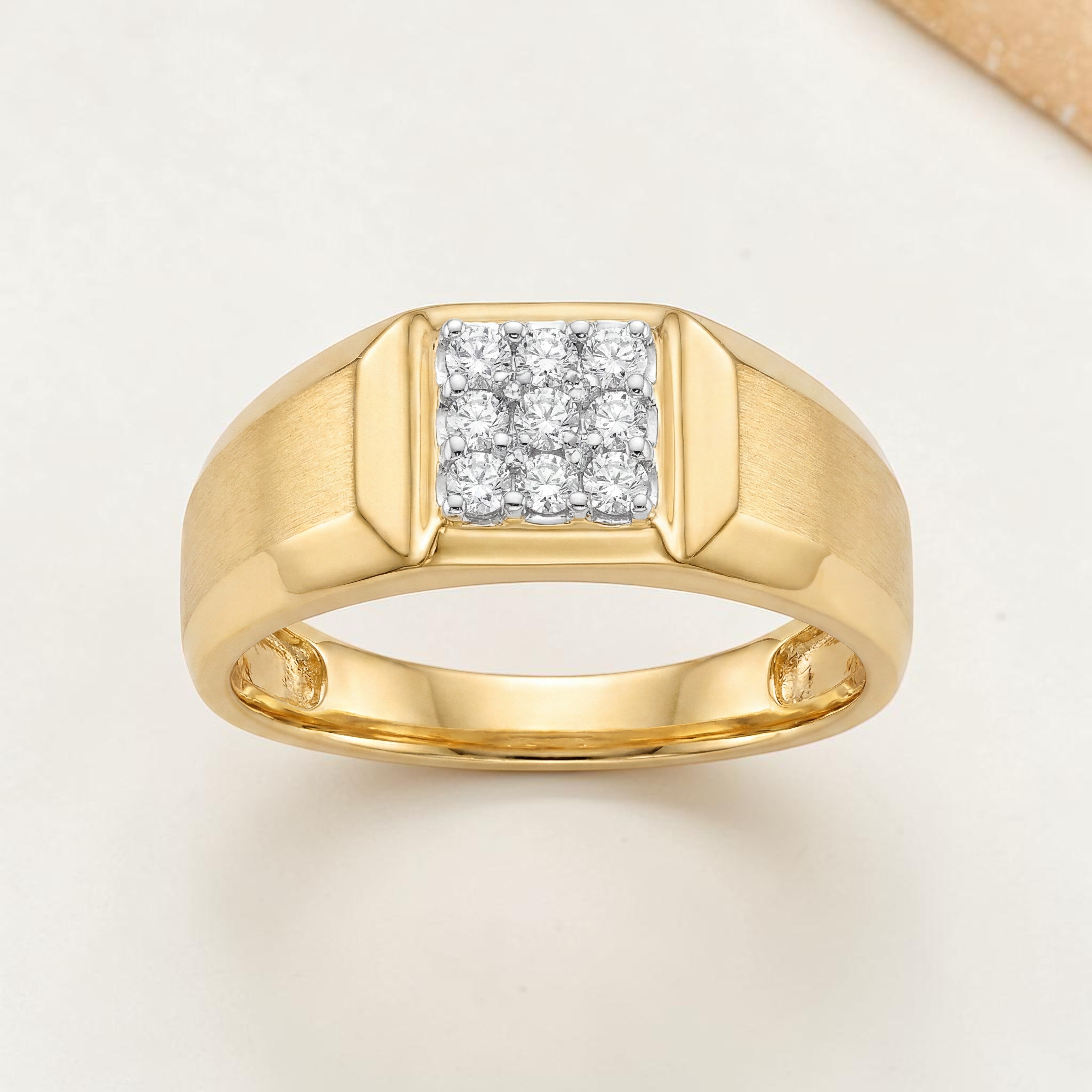 18KT Yellow Gold Regal Square Diamond Men's Ring