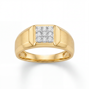 18KT Yellow Gold Regal Square Diamond Men's Ring