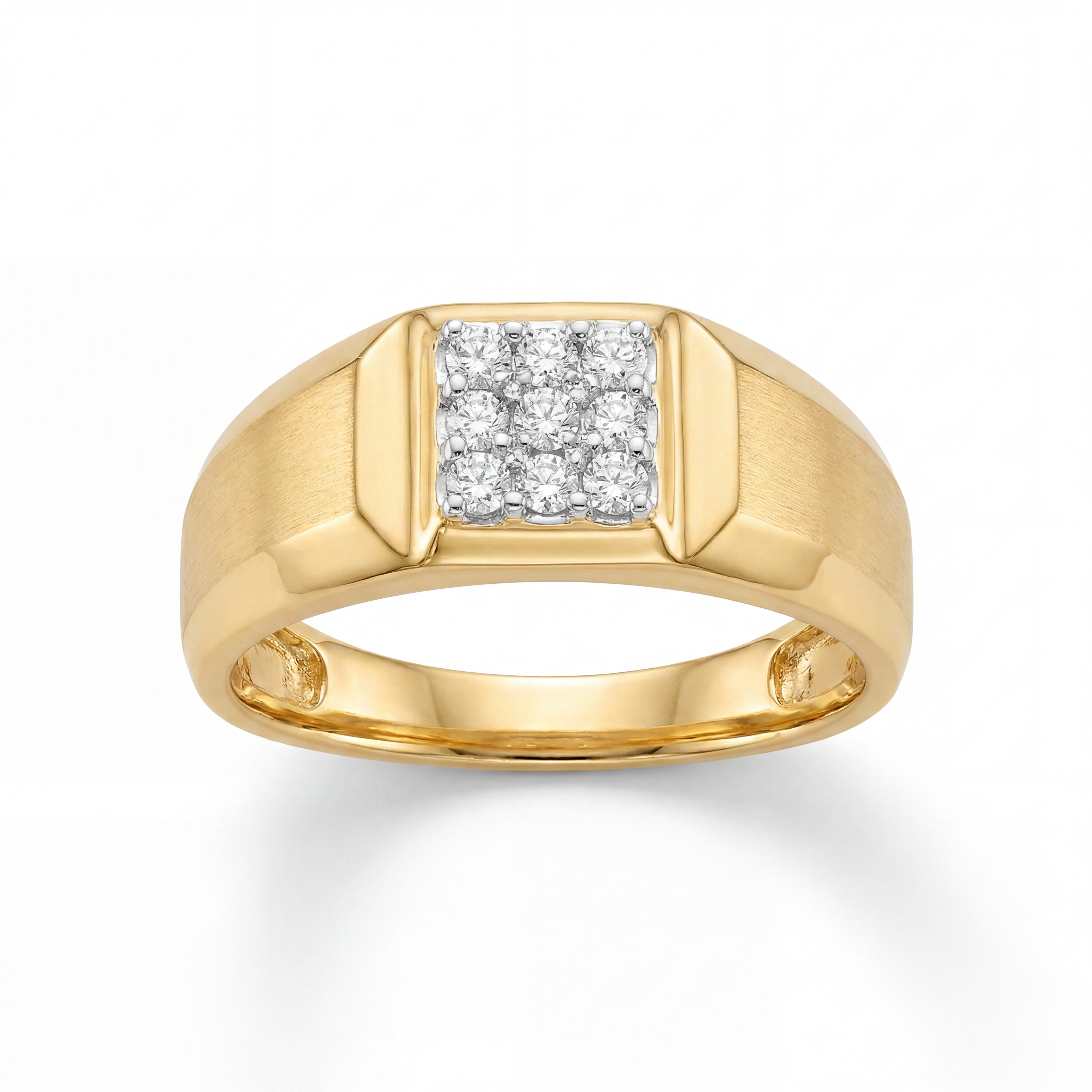 18KT Yellow Gold Regal Square Diamond Men's Ring