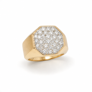 18KT Yellow Gold Imperial Octagon Diamond Signet Ring