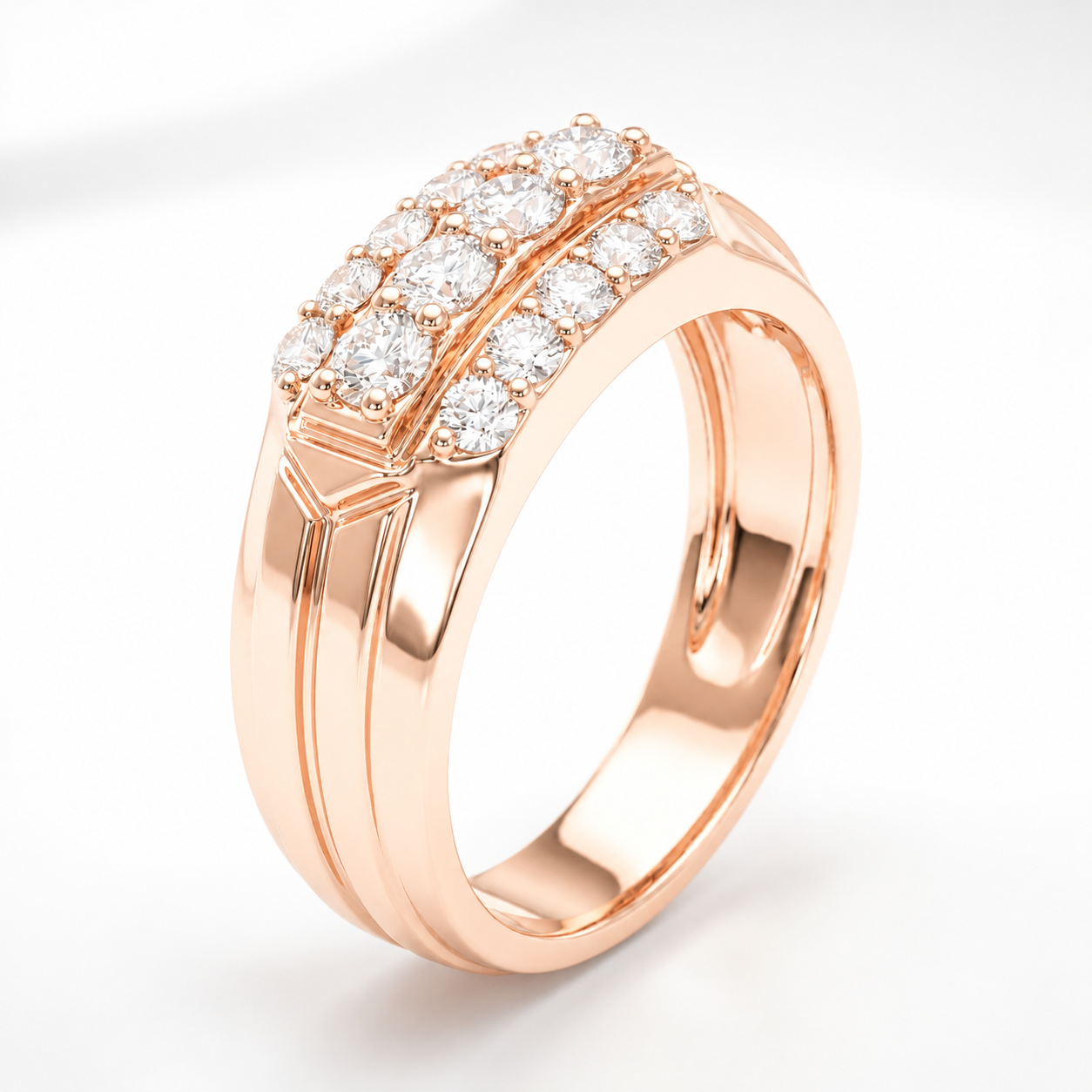 18KT Rose Gold Horizon Diamond Men's Ring