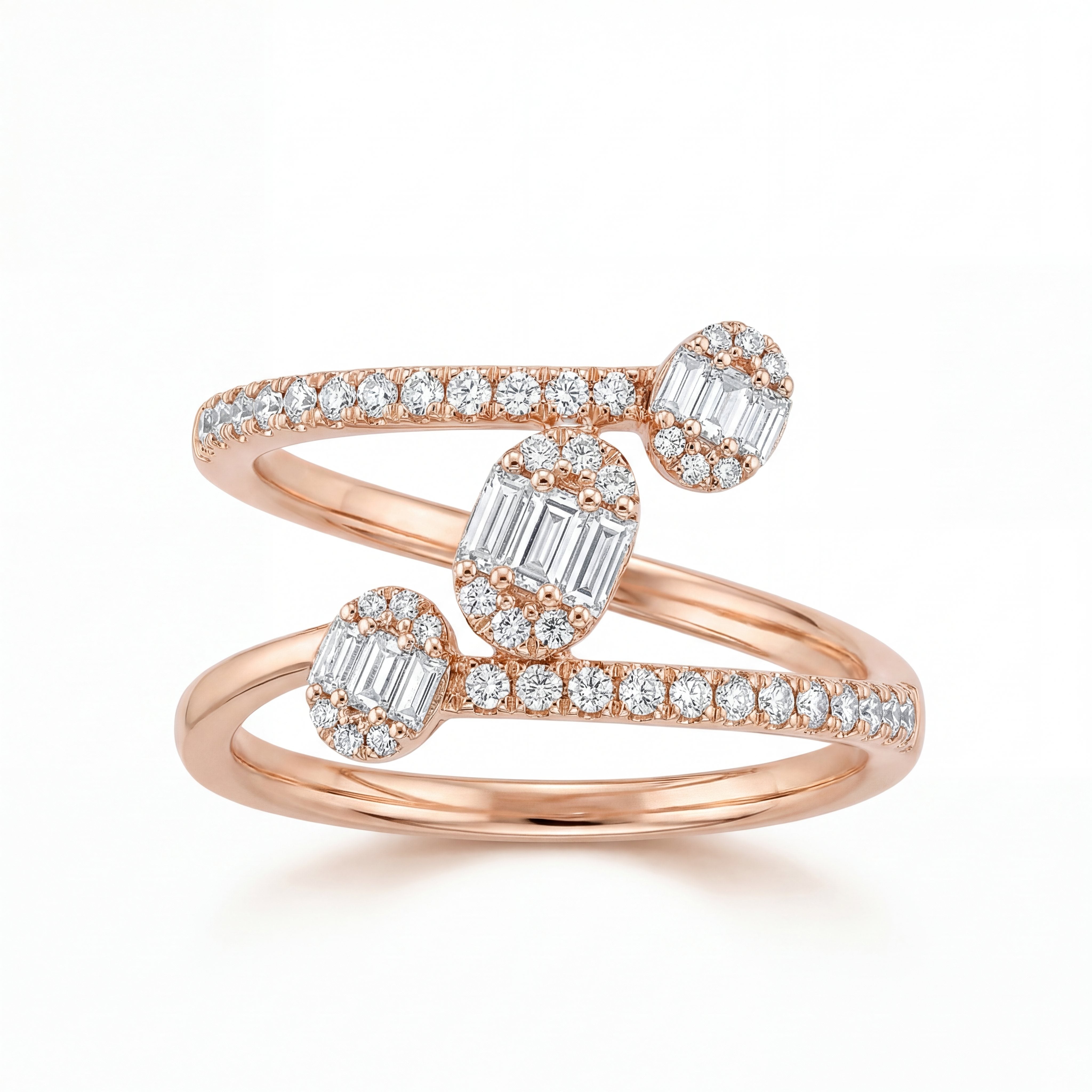 Crossover Diamond Wrap Ring in Rose Gold