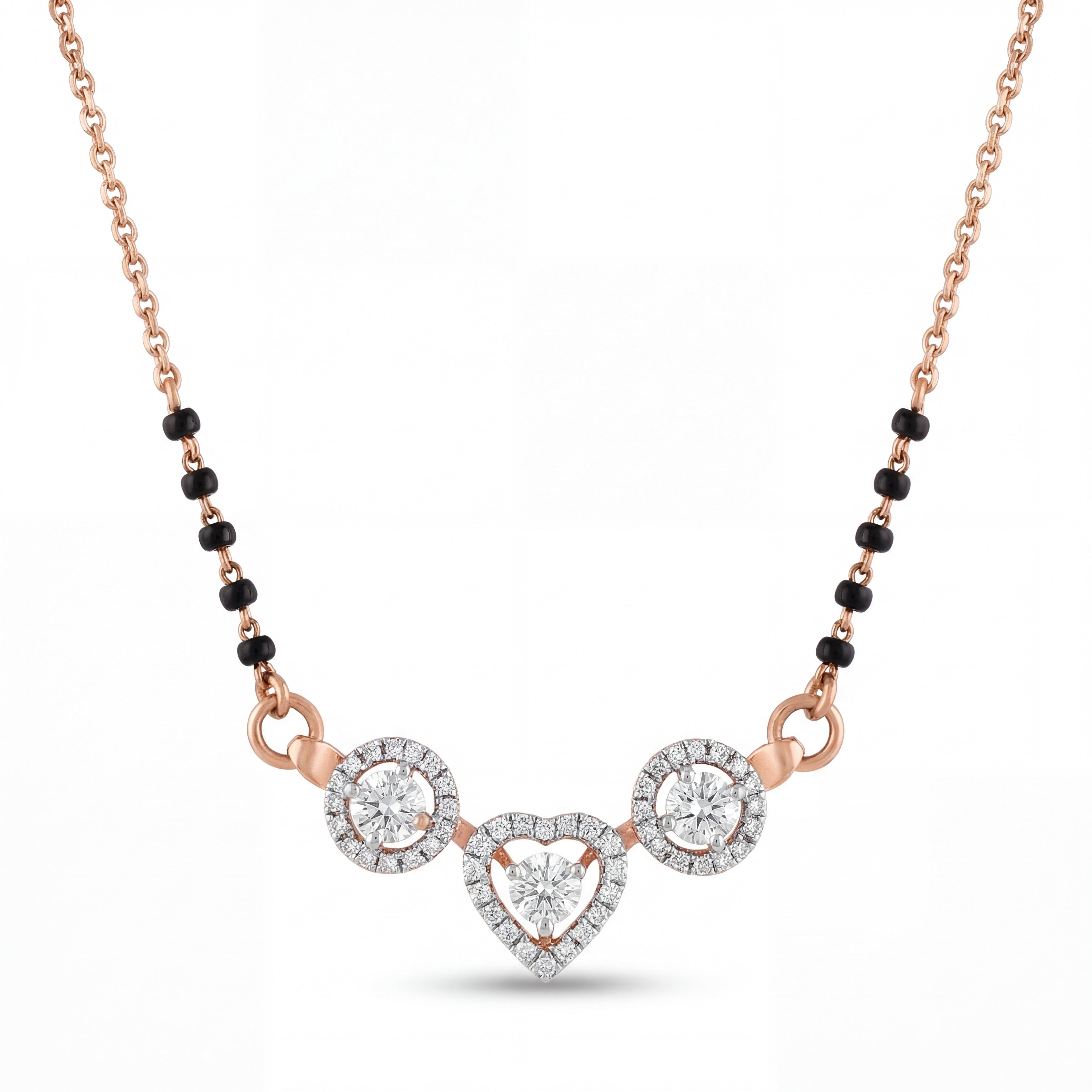 18KT Diamond Heart Design Mangalsutra Pendant