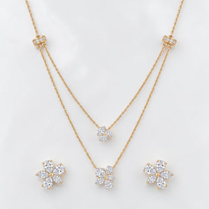 Rose Gold Diamond Floral Necklace
