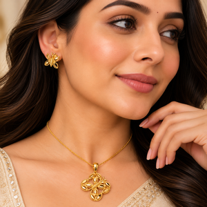 Golden Butterfly Pendant Set
