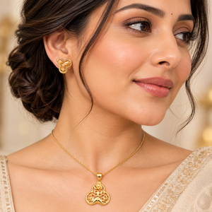 Golden Floral Harmony Pendant Set