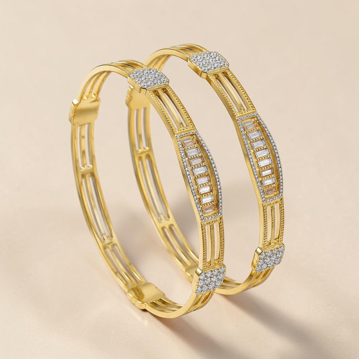 22K Gold CZ Designer Bangles for Women