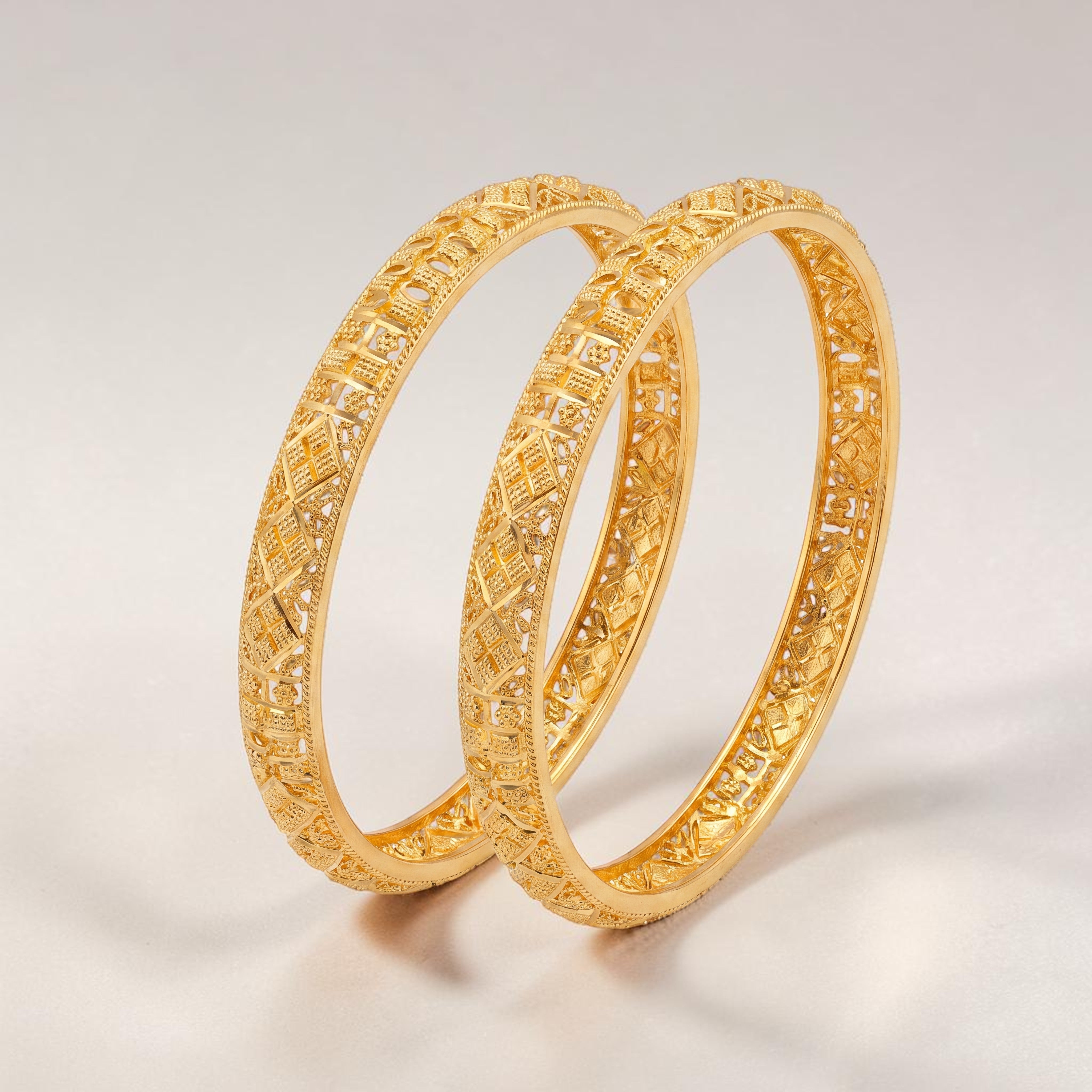 Intricate 22K Gold Pattern Bangles for Elegant Traditional Wear