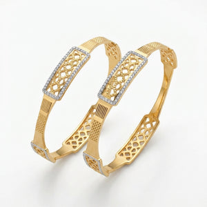 Elegant 22K Gold CZ Openwork Bangles for Women
