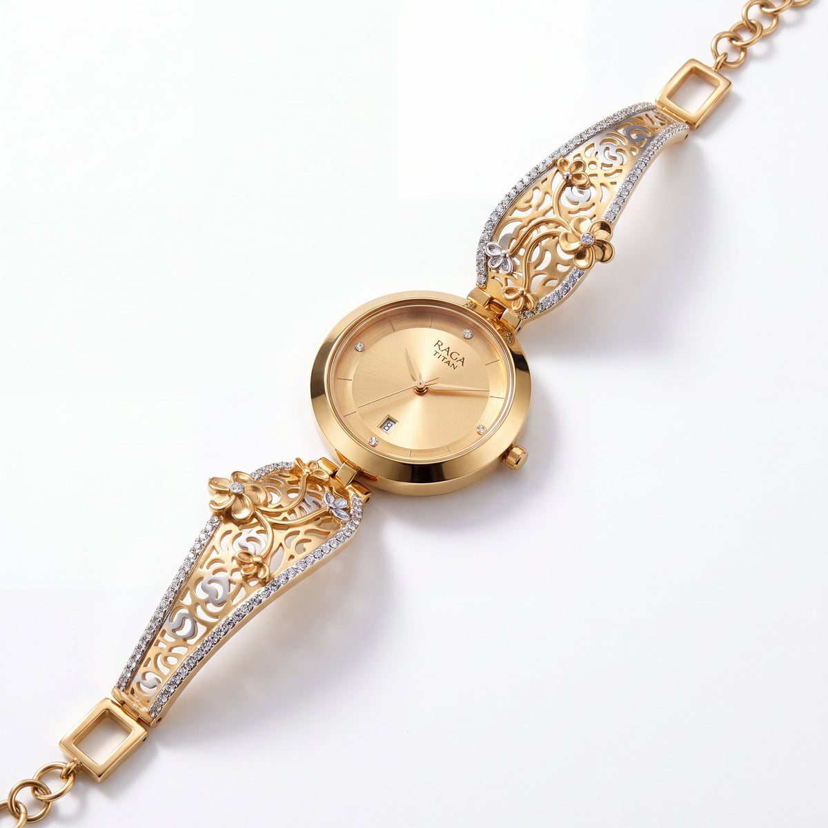 18KT Gold -Accented Raga Titan Designer Bracelet Watch