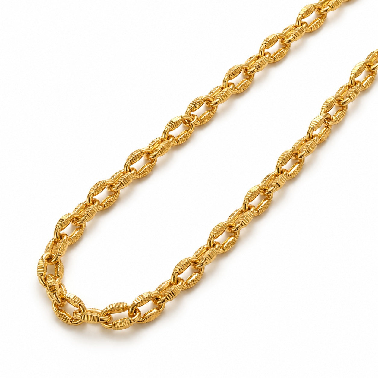 22KT Gold Designer Oval Link Chain for Men & Women