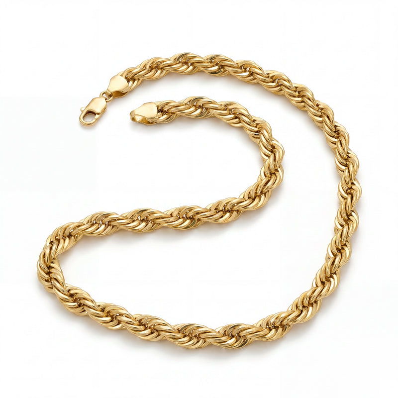 22KT Gold Rope Chain for Men & Women