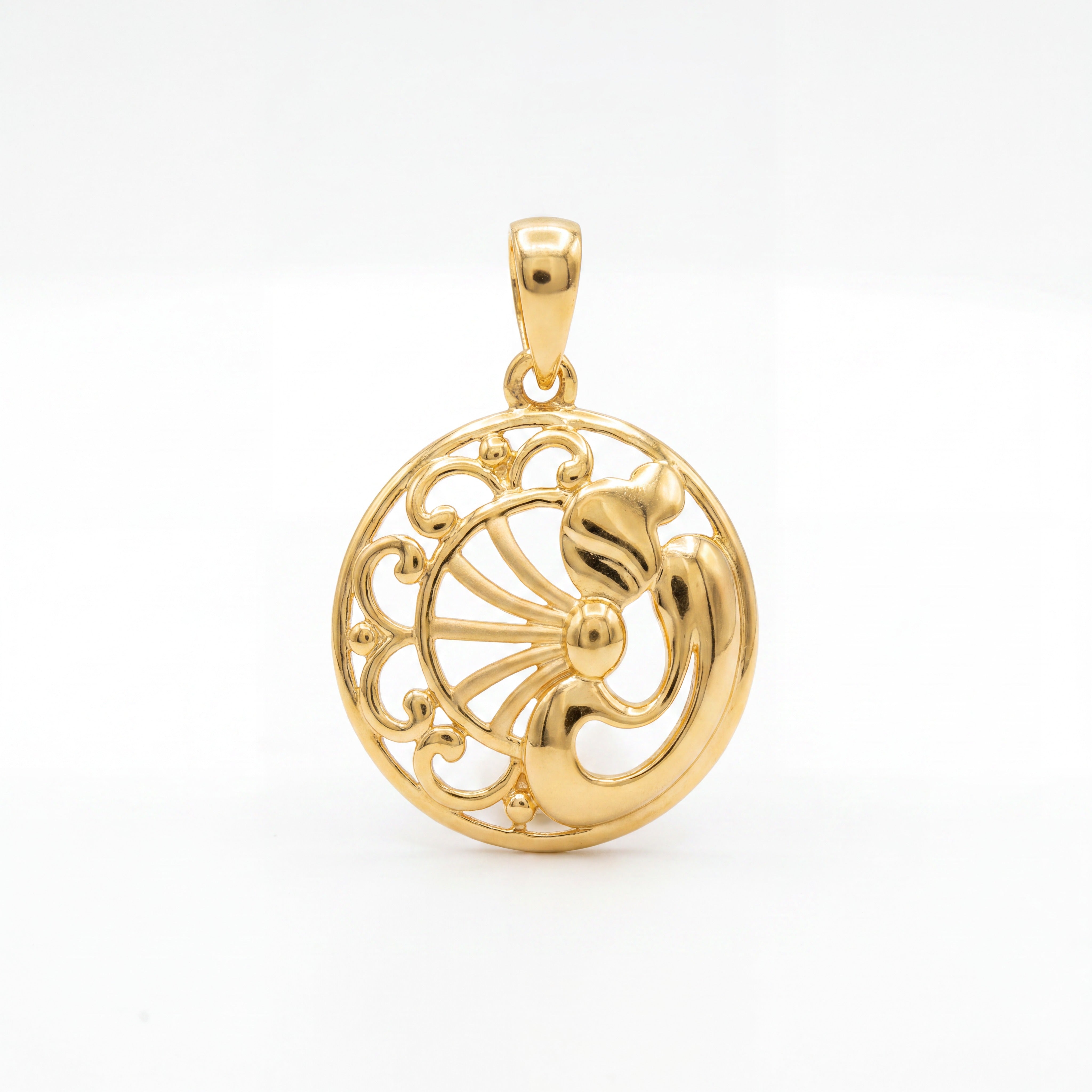 22KT Gold Peacock Design Pendant