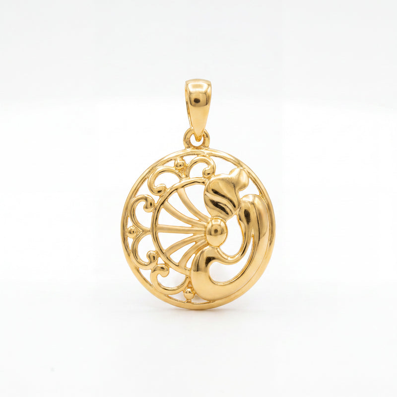 22KT Gold Peacock Design Pendant