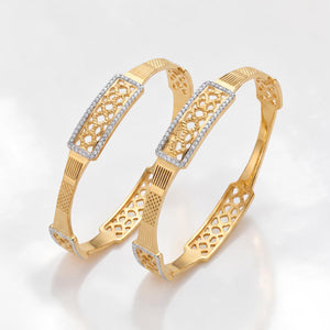 Elegant 22K Gold CZ Openwork Bangles for Women
