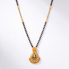 Gold Mangalsutra with Teardrop Pendant & Black Beads