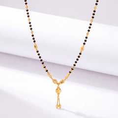 22KT Gold Mangalsutra with Black Beads & Oval Drop Pendant