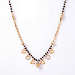 Gold Mangalsutra with Geometric Charms & Black Beads