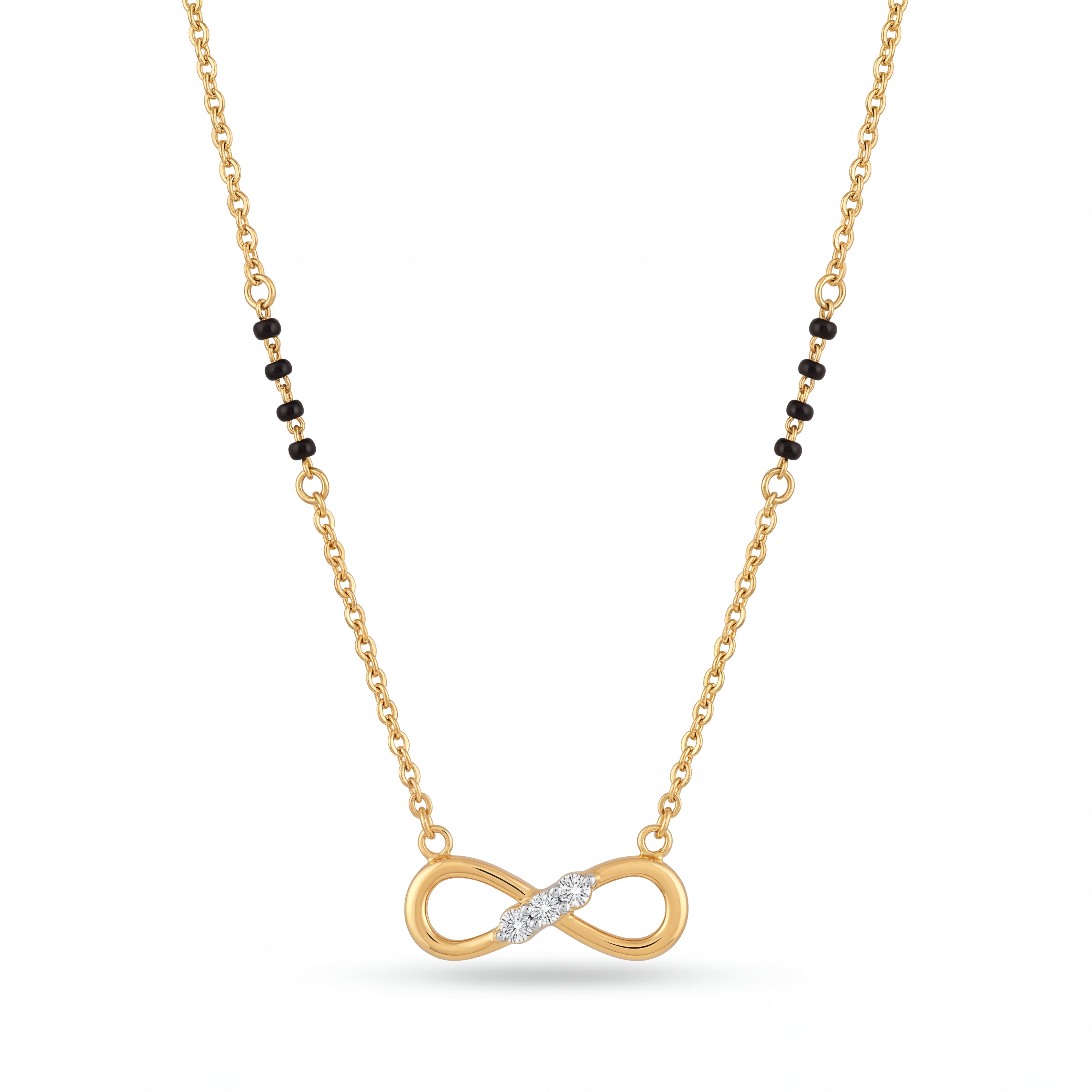 Gold Mangalsutra with Black Beads & Infinity Pendant
