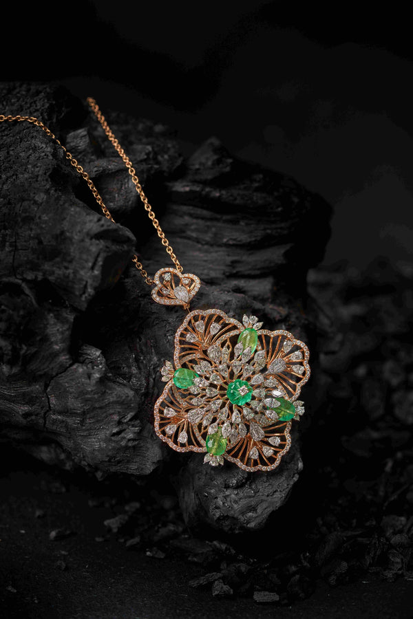 Prakrutik Emerald Vine Diamond Necklace