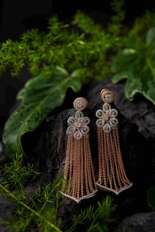 Prakrutik Diamond Cascade Tassel Earrings