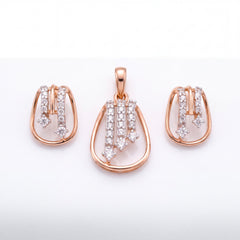 18KT Rose Gold Diamond Drop Pendant Set