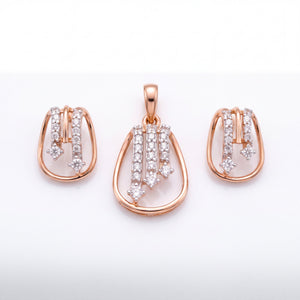 18KT Rose Gold Diamond Drop Pendant Set
