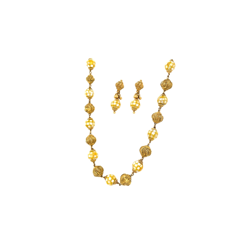 Antique Gold Beaded Necklace Set for Women