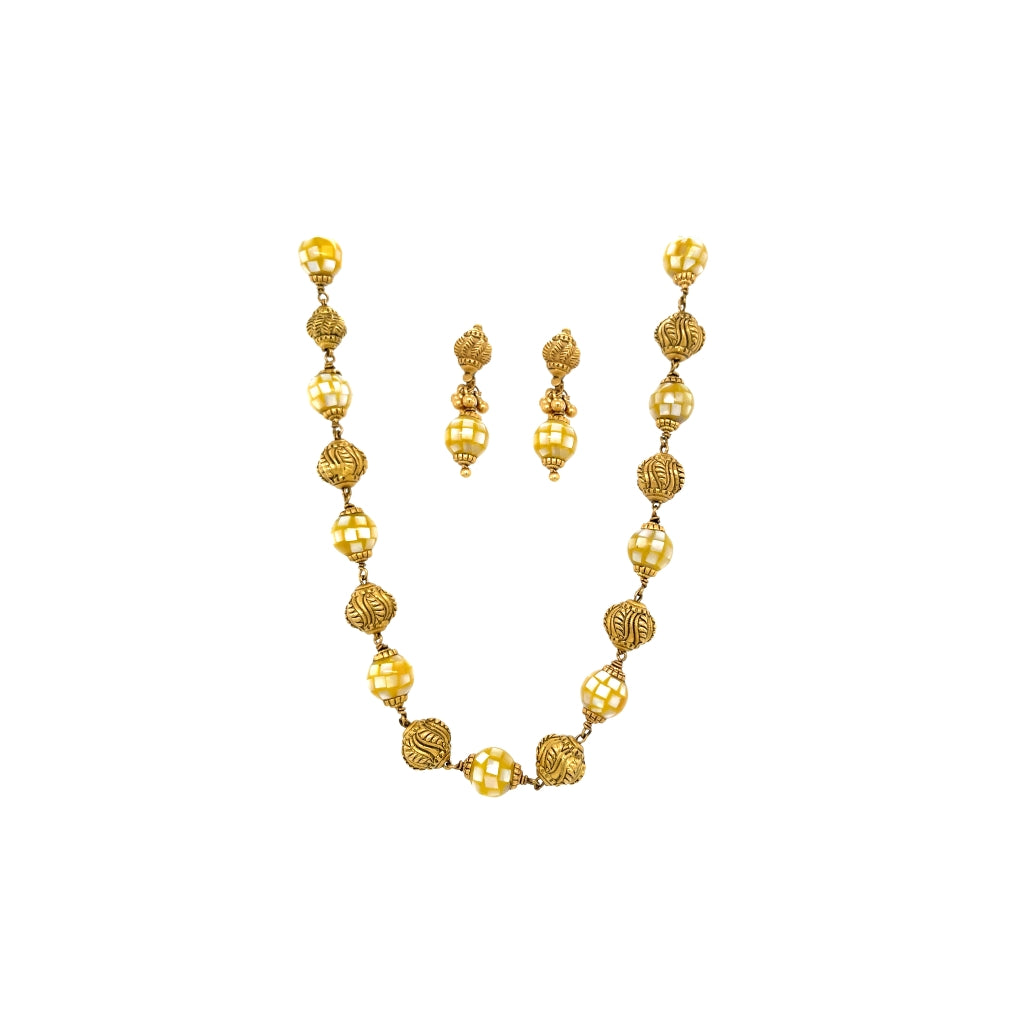 Antique Gold Beaded Necklace Set for Women