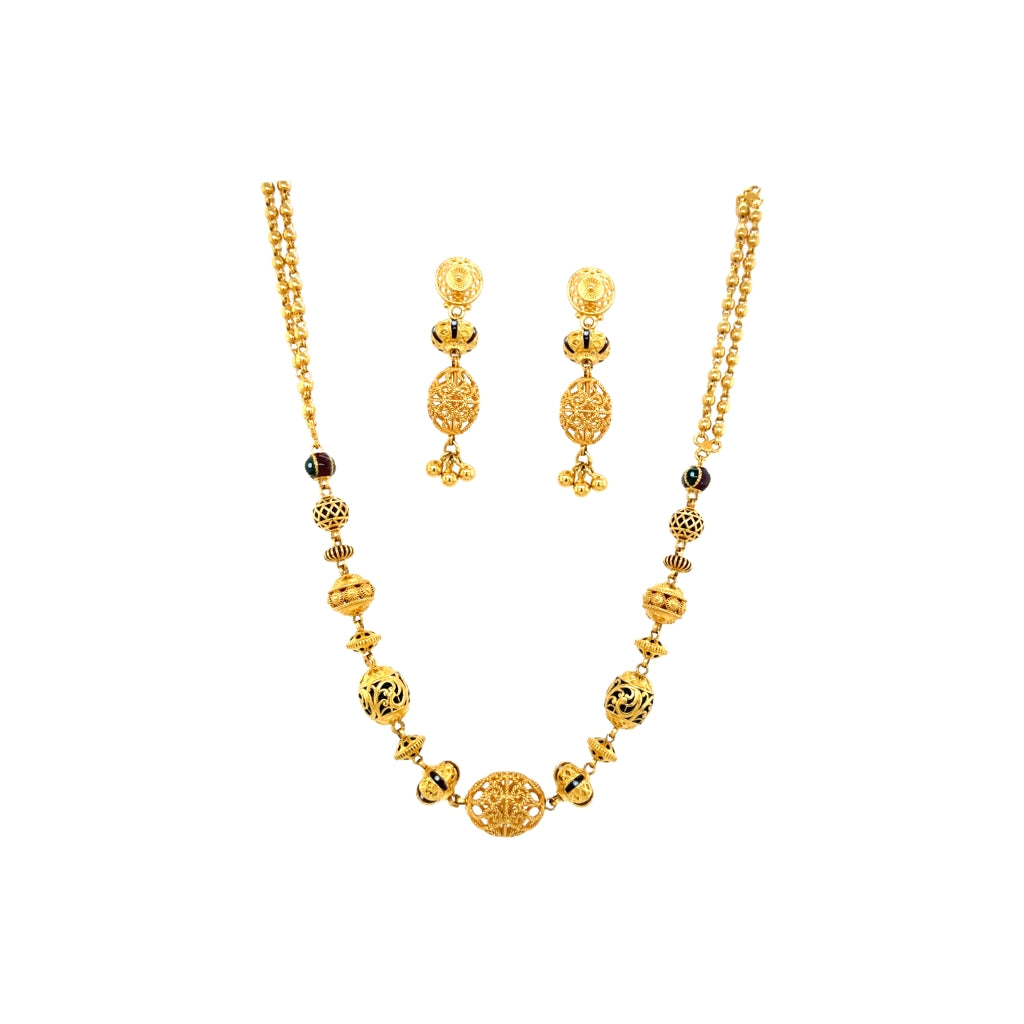 Antique Gold Filigree Beaded Necklace Set