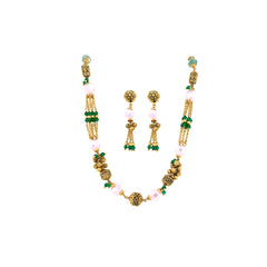 Antique Gold Multi-Color Beaded Necklace Set