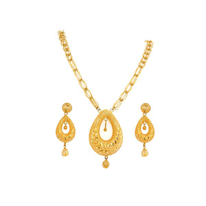 Antique Gold Filigree Teardrop Necklace Set