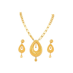 Antique Gold Filigree Teardrop Necklace Set